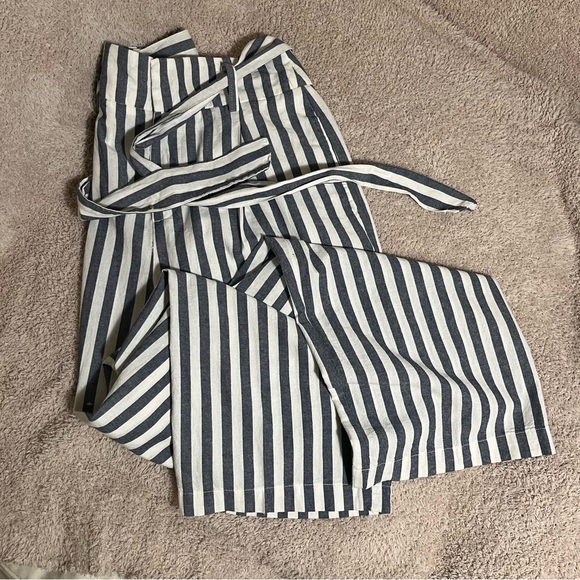 Zara Wide Leg High Waist Tie Lightweight Pants size Small, Blue & White Stripes - Picture 7 of 15
